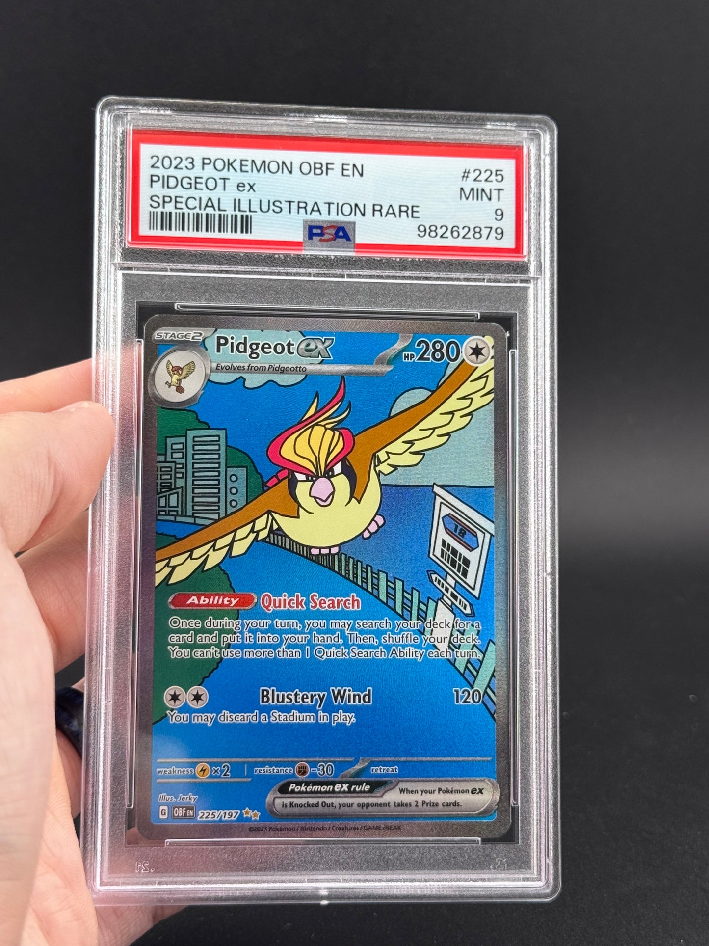 Pokémon TCG PSA Official Graded Pidgeot EX  225/197    GRADE 9